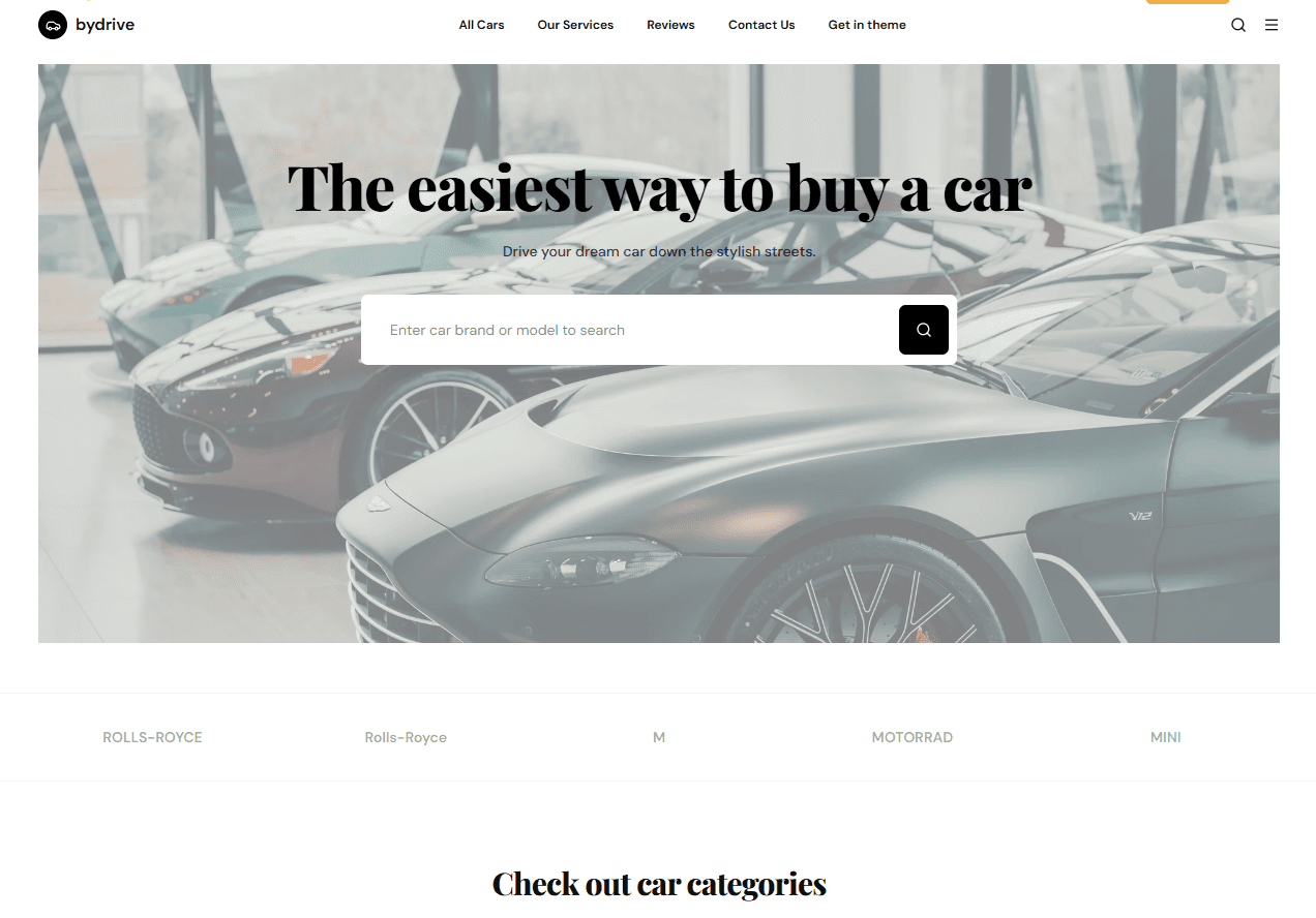 Dealership landing page sample screenshot